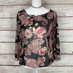 Elizabeth New York Sheer Tunic Blouse L/XL